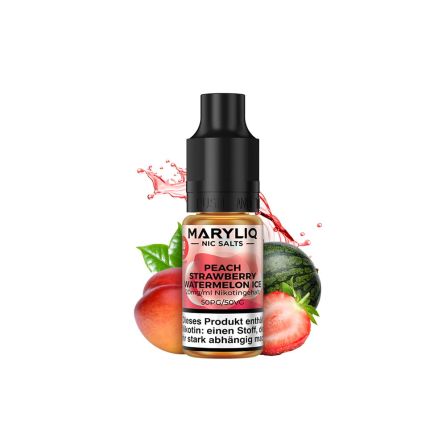 MARYLIQ Nic Salt E-liquid - Peach Strawberry Watermelon Ice